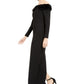 Vestido formal longo Calvin Klein feminino, manga comprida, preto, tamanho 6