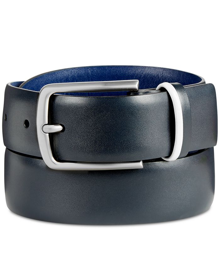 Cinto social masculino original Penguin em couro napa com fivela, azul, tamanho 36