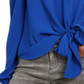Blusa feminina Michael Kors Twilight com amarração frontal e ombro à mostra, azul, tamanho G