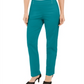 Calças de controle de barriga femininas com tachas JM Collection, comprimentos regulares e curtos, azul, tamanho XS