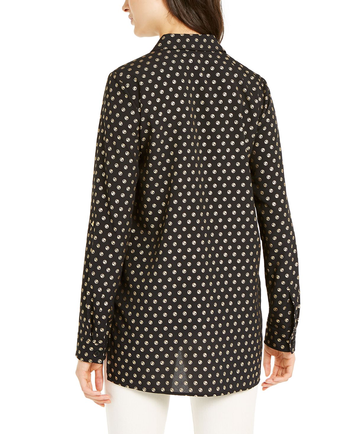 Blusa feminina Michael Kors com zíper e logotipo metálico, preta, tamanho M