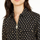 Blusa feminina Michael Kors com zíper e logotipo metálico, preta, tamanho M