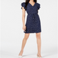 Vestido feminino estampado com mangas esvoaçantes Maison Jules, azul-marinho, tamanho P