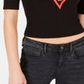 Blusa feminina Guss com decote falso e manga cotovelo, preta, tamanho M