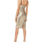 Vestido feminino Vince Camuto com lantejoulas, zíper, sem mangas, decote em V, comprimento até o joelho, festa, tamanho 14, amarelo