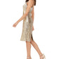 Vestido feminino Vince Camuto com lantejoulas, zíper, sem mangas, decote em V, comprimento até o joelho, festa, tamanho 14, amarelo