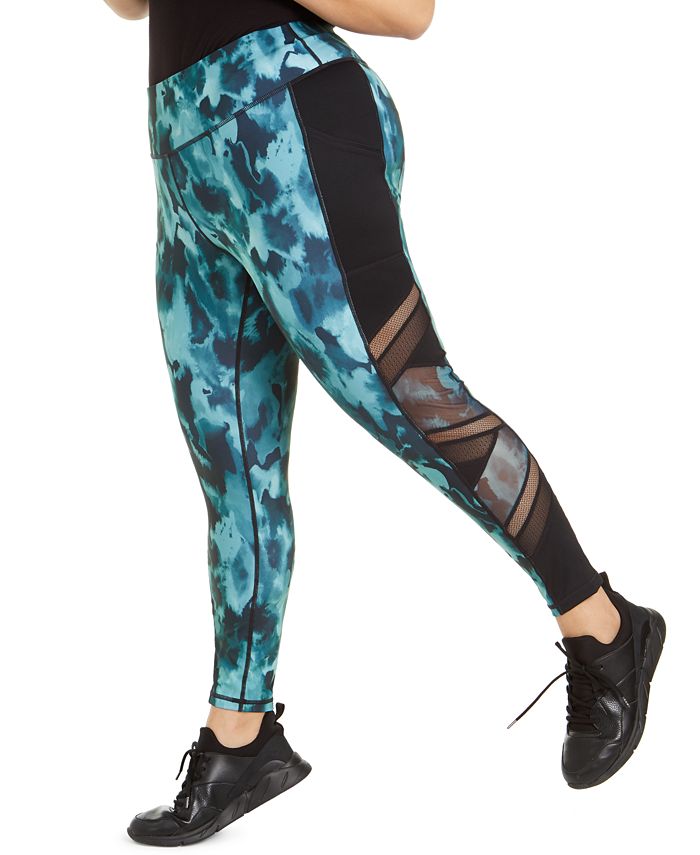 Leggings estampadas femininas Ideology Media Trim, tamanho 2X, verde