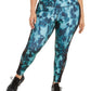 Leggings estampadas femininas Ideology Media Trim, tamanho 2X, verde