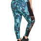 Leggings estampadas femininas Ideology Media Trim, tamanho 2X, verde