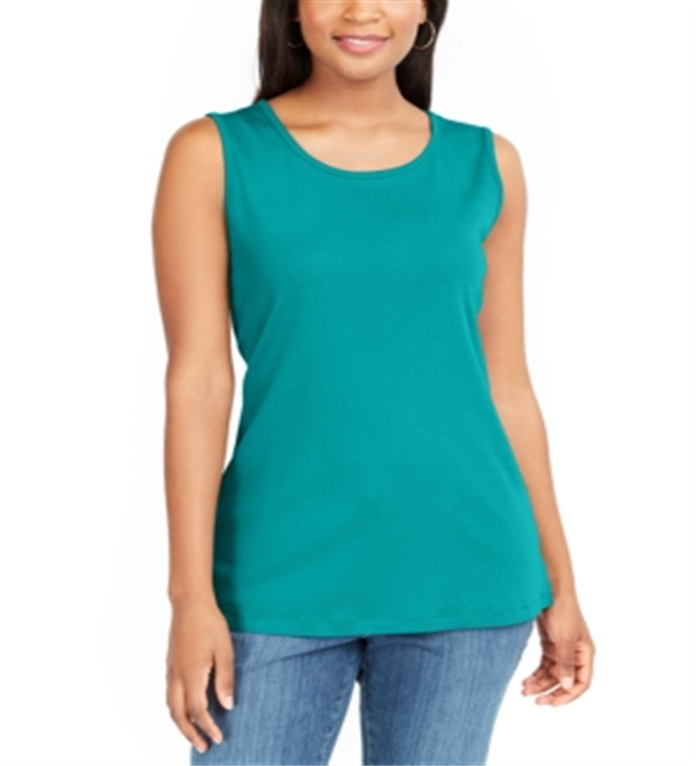 Regata feminina Karen Scott de algodão, azul, tamanho grande