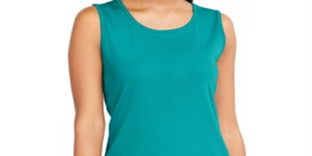 Regata feminina Karen Scott de algodão, azul, tamanho grande