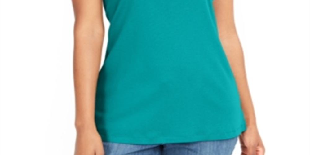 Regata feminina Karen Scott de algodão, azul, tamanho grande