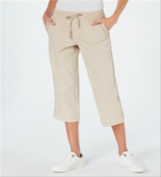 Calça Capri Feminina Calvin Klein Roll Tab Performance Marrom Tamanho P