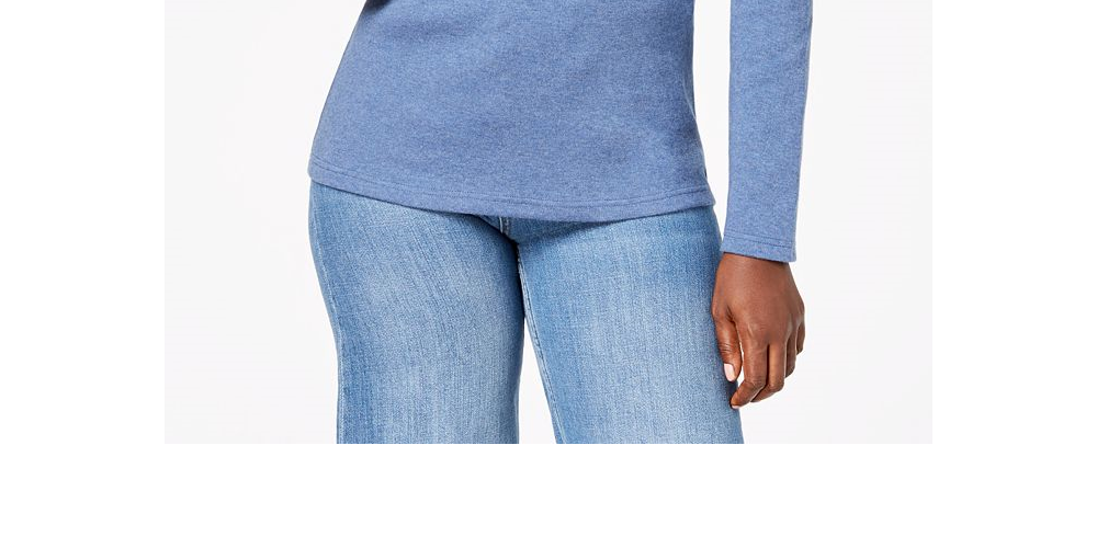 Blusa feminina Karen Scott de algodão com decote redondo, azul, tamanho XXG