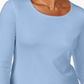 Blusa feminina Karen Scott de algodão com decote redondo, azul, tamanho XXG