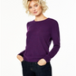 Suéter de cashmere feminino Charter Club com gola redonda, roxo, tamanho pequeno e pequeno