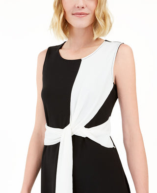 Alfani Túnica Feminina com Nó Frontal e Gola Redonda, Preta, Tamanho M