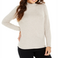 Blusa feminina de gola alta e manga comprida estilo &amp; co, bege, tamanho XXL