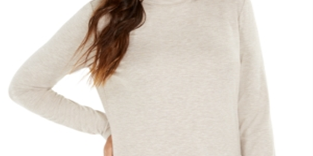 Blusa feminina de gola alta e manga comprida estilo &amp; co, bege, tamanho XXL