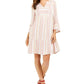 Vestido feminino estampado com manga sino estilo &amp; co rosa tamanho pequeno