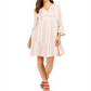 Vestido feminino estampado com manga sino estilo &amp; co rosa tamanho pequeno
