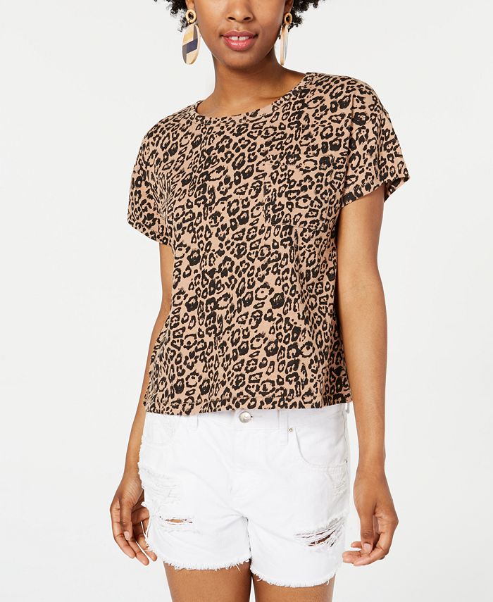 Camiseta feminina Ultra Flirt de algodão, marrom, tamanho médio