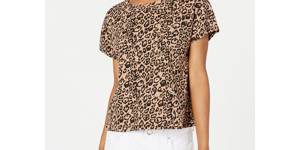 Camiseta feminina Ultra Flirt de algodão, marrom, tamanho médio