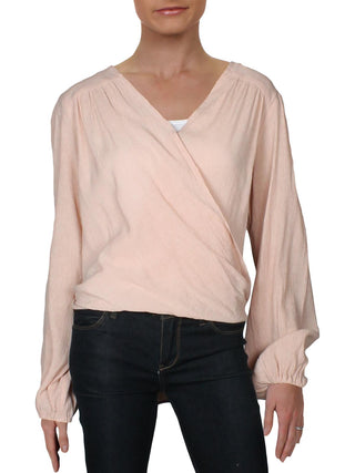 Blusa envolvente drapeada Check on It Hi-Low da Free People para mulheres, rosa, tamanho M