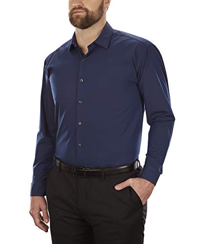 Camisa social masculina Kenneth Cole Big and Tall, lisa, azul, tamanho 3XL