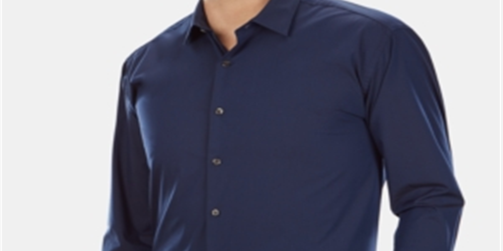 Camisa social masculina Kenneth Cole Big and Tall, lisa, azul, tamanho 3XL