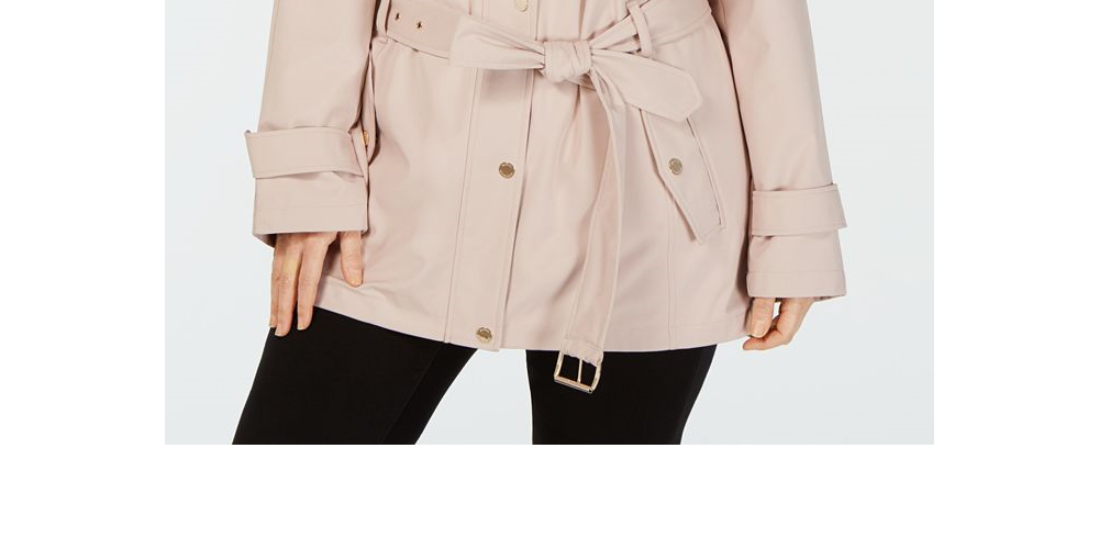 Capa de chuva com capuz Michael Kors Plus para mulheres, rosa, tamanho 1X