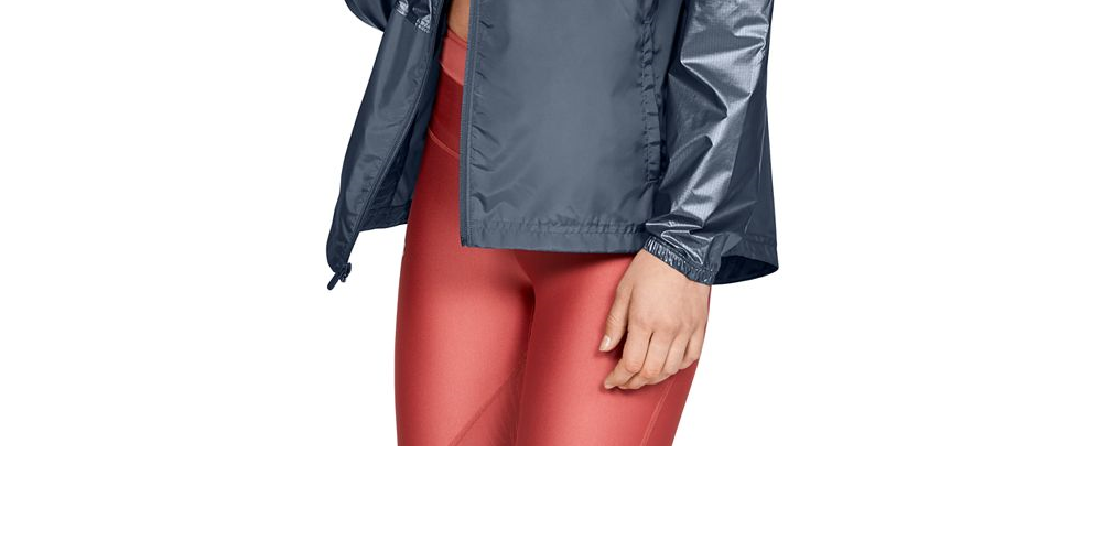 Jaqueta com capuz Under Armour Storm Metallic feminina, tamanho médio, prateada