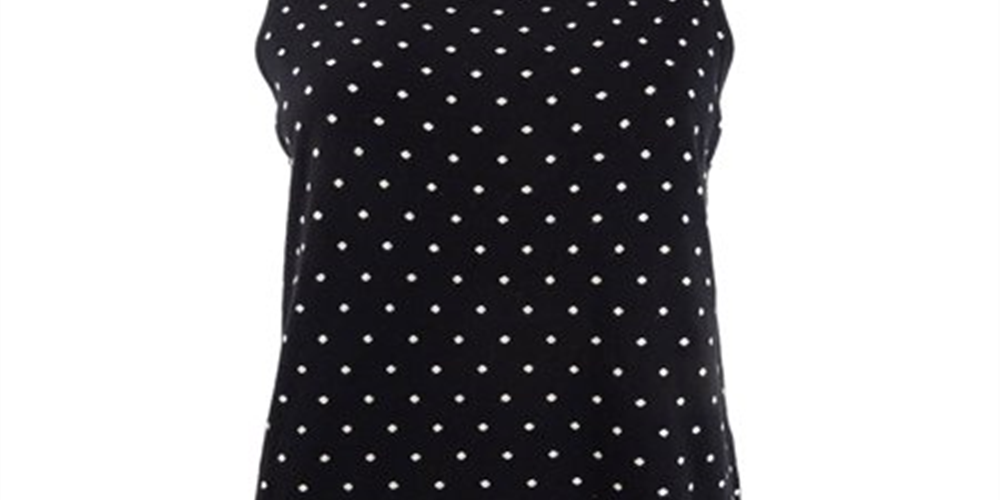 Blusa feminina sem mangas com estampa de bolinhas Anne Klein, preta, tamanho P