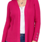Cardigan feminino canelado com manga de botão e estampado JM Collection, rosa, tamanho pequeno
