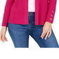 Cardigan feminino canelado com manga de botão e estampado JM Collection, rosa, tamanho pequeno