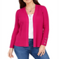 Cardigan feminino canelado com manga de botão e estampado JM Collection, rosa, tamanho pequeno