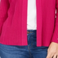 Cardigan feminino canelado com manga de botão e estampado JM Collection, rosa, tamanho pequeno