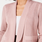 Cardigan Alfani Feminino de Malha Aberta em Mistura de Linho Rosa Tamanho M