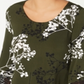 Blusa feminina Alfani com estampa de renda e acabamento verde, tamanho P