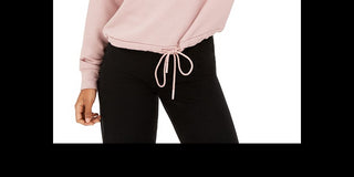 Hippie Rose Junior's Sherpa Lined Quarter Zip Sweatshirt Pink Size Large