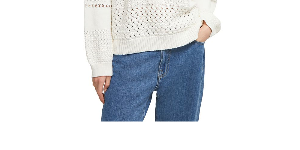 Suéter de malha Trista Pointelle feminino French Connection, branco, tamanho médio