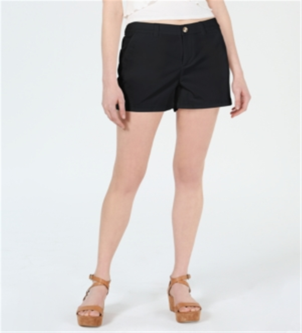 Shorts chino femininos Maison Jules com frente lisa, preto, tamanho 14