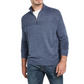 Suéter masculino vintage à prova de intempéries, malha macia com zíper 1/4, azul, tamanho GG