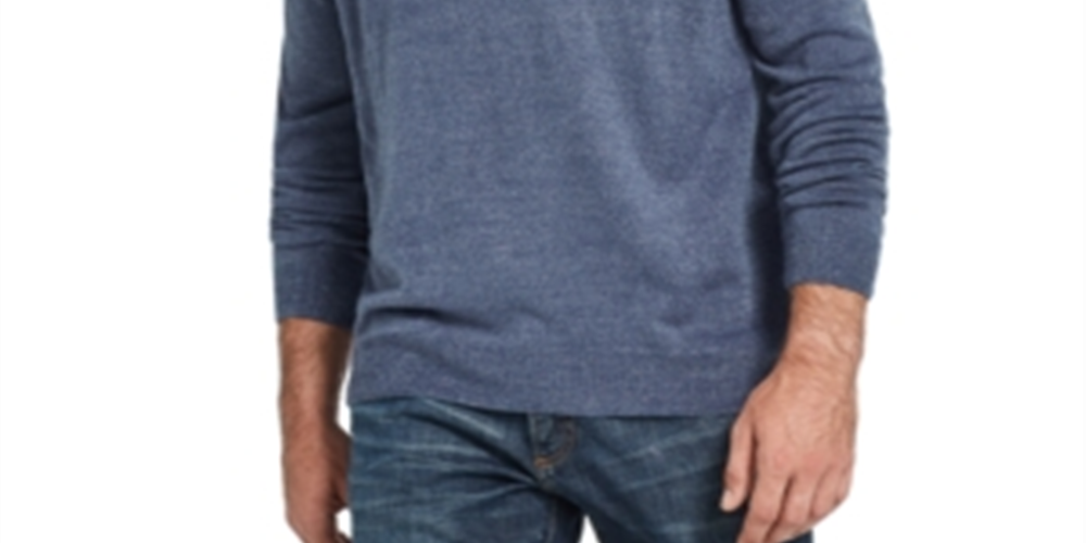 Suéter masculino vintage à prova de intempéries, malha macia com zíper 1/4, azul, tamanho GG