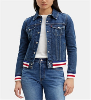 Levi's Women's Original Rib Trim Trucker Blue Size Large