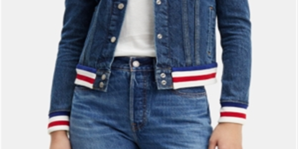 Calça Levi's Original Rib Trim Trucker Feminina Azul Tamanho Grande