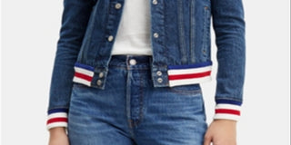 Levi's Women's Original Rib Trim Trucker Blue Size Large