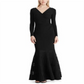 Vestido formal Ralph Lauren feminino com sobrepeliz de renda e sobrepeliz Clevella, preto, tamanho 14
