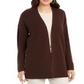 Cardigan grande feminino estilo &amp; co com botões laterais e trufas ricas, marrom, tamanho pequeno