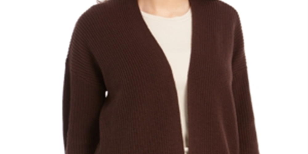 Cardigan grande feminino estilo &amp; co com botões laterais e trufas ricas, marrom, tamanho pequeno